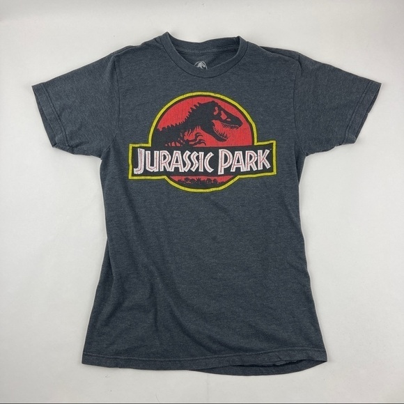 Jurassic Park Tshirt Mens Small Gray Short Sleeve Dinosaur - Picture 1 of 7